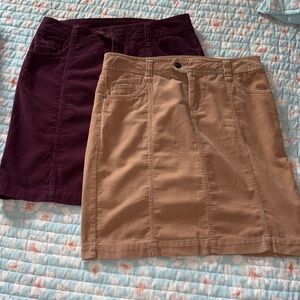 Faded Glory Corduroy Mini Skirt Bundle of 2 Sz 6 Tan Burgundy Y2K Preppy Casual